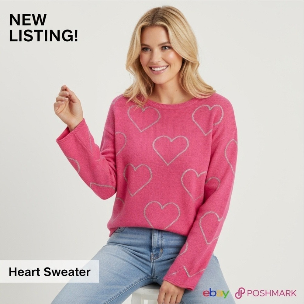 Chinti & Parker - Heart Sweater - 100% Cashmere - Large‎